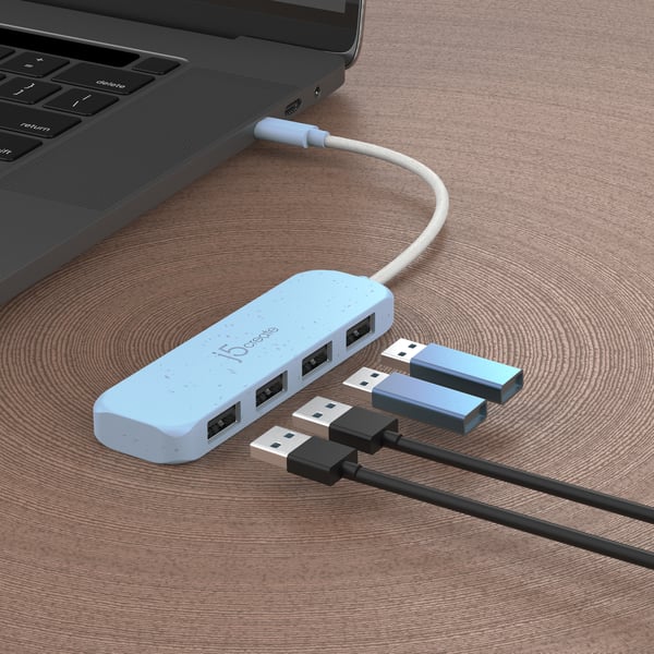j5create Miljövänlig USB-C till 4-portars typ-A Gen 2-hubb