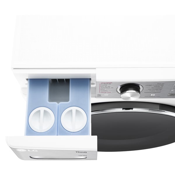 LG D4R9513TPWC vaskemaskine - tørretumbler Fritstående Front-læsning Sølv, Hvid