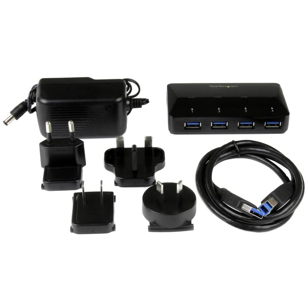 StarTech.com 4-portars USB 3.0-hub plus dedikerad laddningsport
