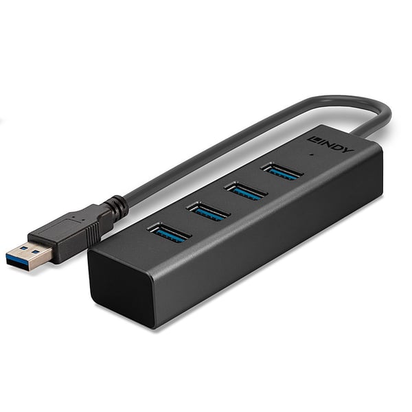 Lindy 43324 gränssnittshubbar USB 3.2 Gen 1 (3.1 Gen 1) Type-A 5000 Mbit/s Svart