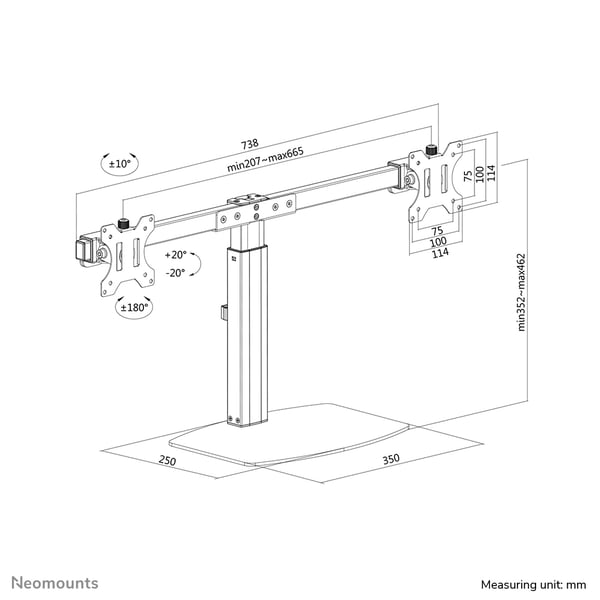 Neomounts FPMA-D865DBLACK fäste och ställ till bildskärm 68,6 cm (27") Bord Svart
