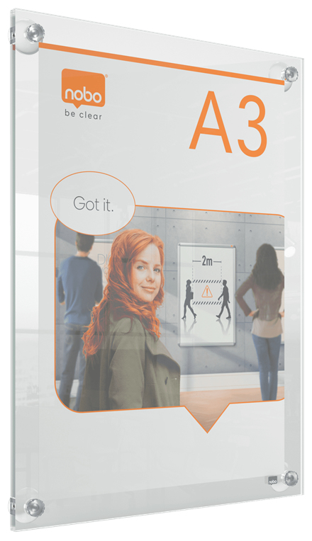 Nobo Premium Plus A3 klar akryl vægmonteret plakatramme, flytbar