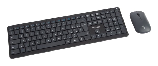 Vultech KM-851W tastatur Mus inkluderet Kontor RF trådløs + USB QWERTY Italiensk Sort