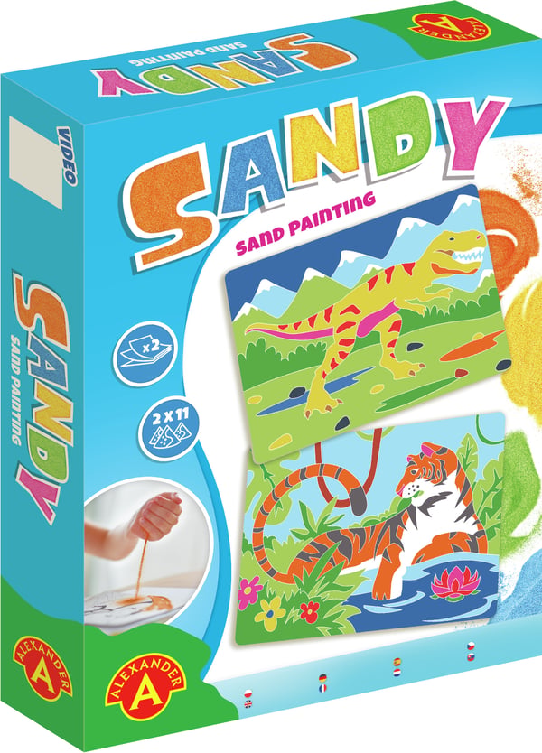 Alexander Toys Sandy Sand Painting Dinosaur + Tiger Värityskuvasetti