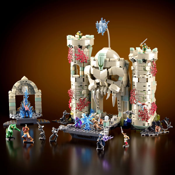 Mattel Brick Shop Masters of the Universe-byggsats med striden vid Castle Grayskull (867 delar), för samlare
