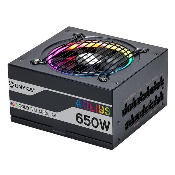 UNYKAch ATX Atilus RGB Black 650W virtalähdeyksikkö 20+4 pin ATX Musta