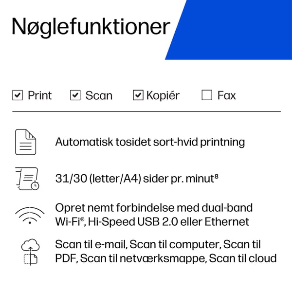 HP LaserJet M248dw Multifunction Sort og hvid Printer
