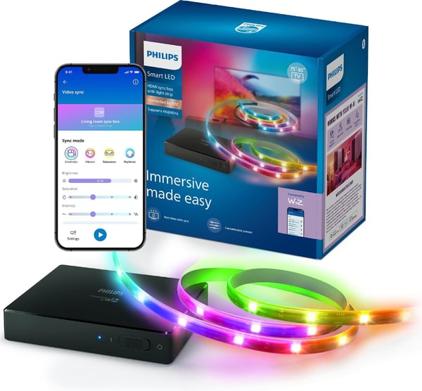 Philips HDMI-synkbox med tv-bakgrundsbelysning för 75-85 tums tv, Connected by WiZ Philips HDMI-synkbox med tv-bakgrundsbelysning för 75-85 tums tv, Connected by WiZ