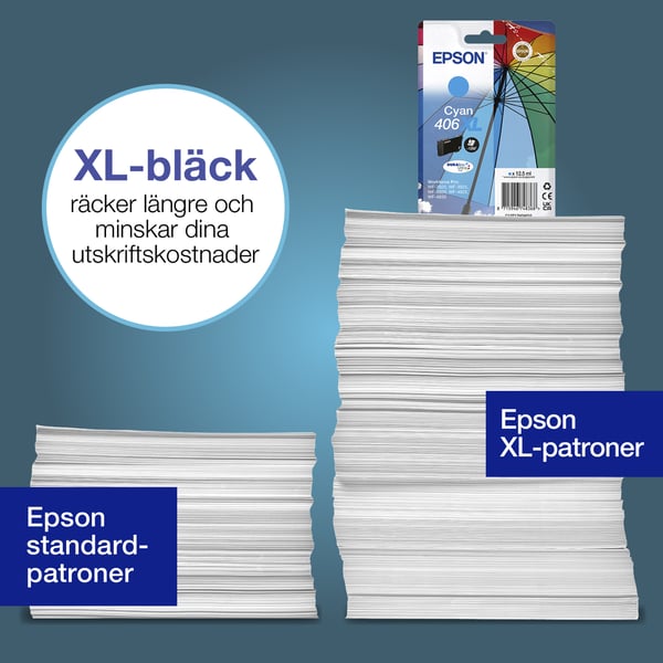 Epson Enpack, cyan 406XL Umbrella DURABrite Ultra-bläck