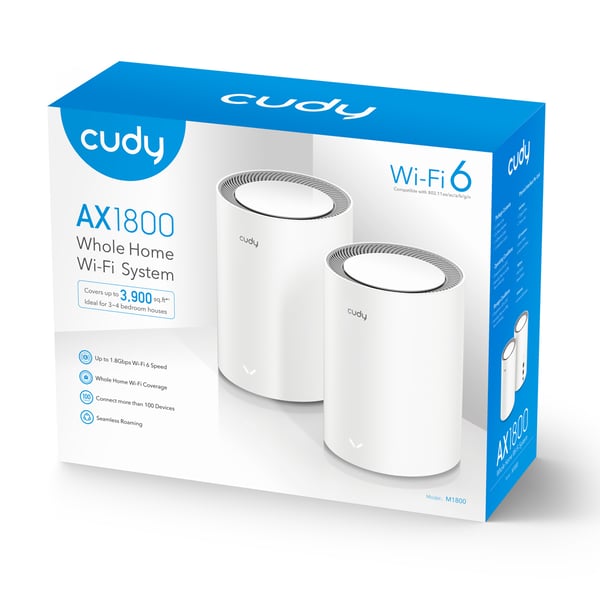 Cudy AX1800 Dual-band (2,4 GHz / 5 GHz) Wi-Fi 6 (802.11ax) Hvid 1 Intern