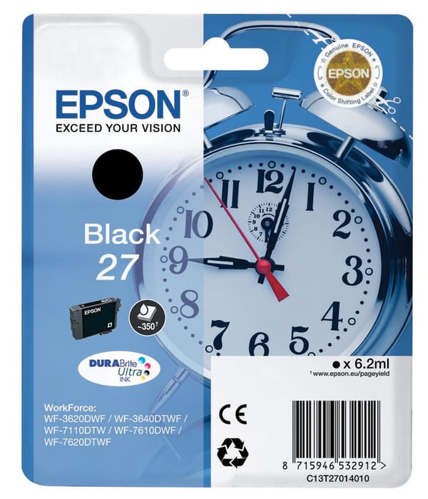 Epson Alarm clock Singlepack Black 27 DURABrite Ultra Ink