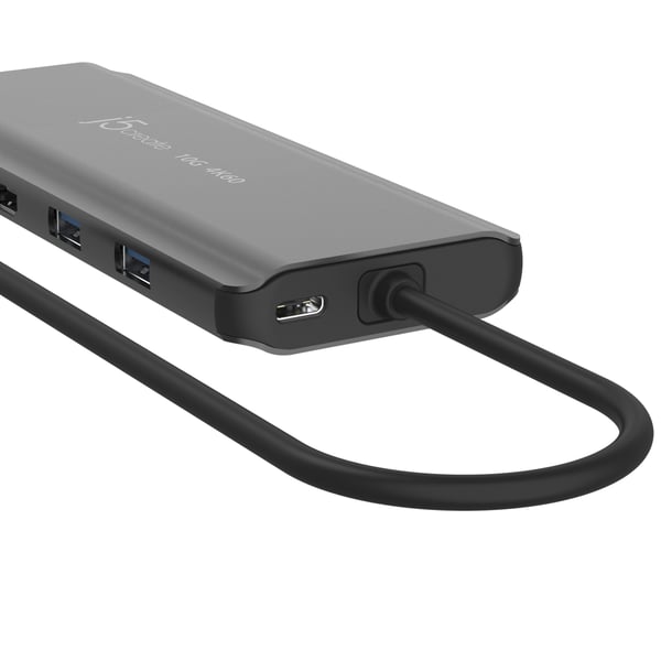j5create JCD398-N kannettavien tietokoneiden telakka ja porttitoistin Langallinen USB 3.2 Gen 2 (3.1 Gen 2) Type-C Harmaa