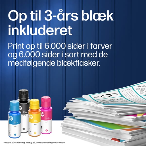 HP Smart Tank 5115 Trådløst All-in-One Farve Printer, Up to 2 Years of ink included; Two-sided printing; Copier, Scanner
