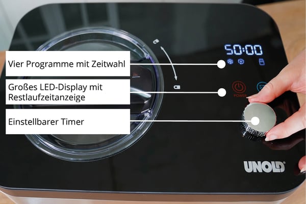 Unold 48826 Eismaschine & Joghurtbereiter EVA Jäätelökone-kompressori 1,5 L 120 W Musta, Ruostumaton teräs