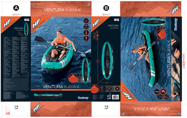 Bestway 65118 sports-kajak 1 person(er) Sort, Turkis Nylon, Polyvinylchlorid (PVC) Oppustelig kajak
