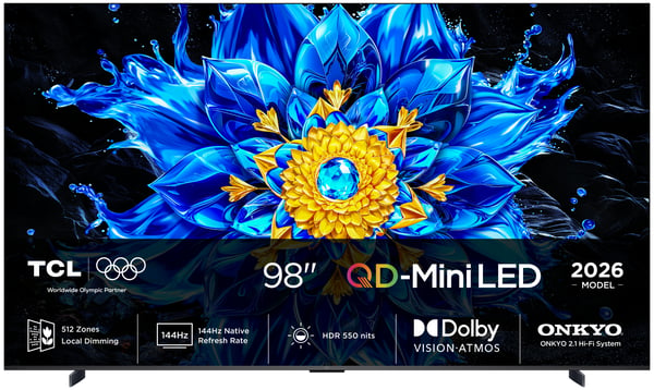 TCL P8L 98P8L TV-apparat 2,49 m (98") 4K Ultra HD Smart-TV Wi-Fi Svart 1000 cd/m²