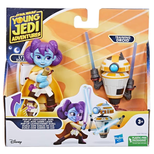 Star Wars Young Jedi Adventures Pop-Up Lightsaber Duel Lys Solay & Training Droid