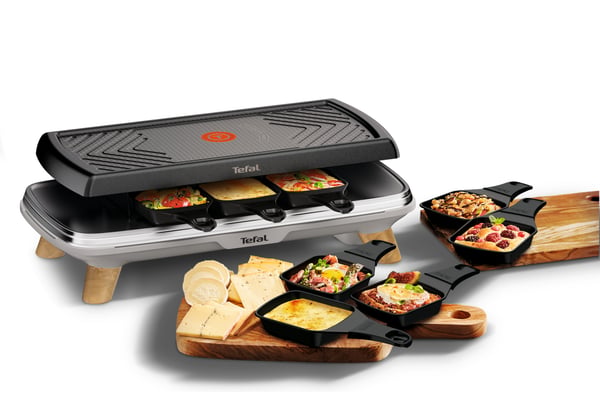 Tefal RE610D raclettepannu 8 henkilö(t) 1350 W Musta, Ruostumaton teräs, Puu