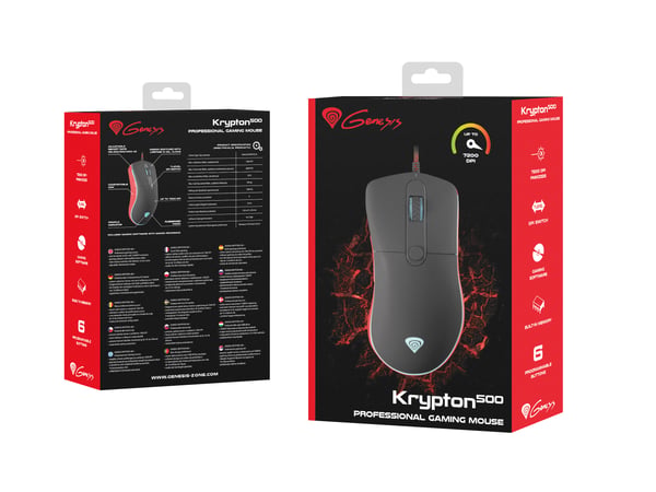 GENESIS Krypton 500 mus Spil Højre hånd USB Type-A Optisk 7200 dpi