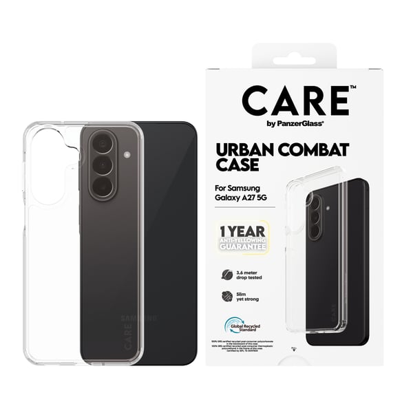 PanzerGlass CARE™ by ® Urban Combat Case Transparent w. Clear Frame Samsung Galaxy A27 matkapuhelimen suojakotelo Suojus Läpinäkyvä