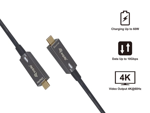 Equip 119461 USB-kablar USB 3.2 Gen 2 (3.1 Gen 2) 5 m USB C 10 Gbit/s 60 W Svart