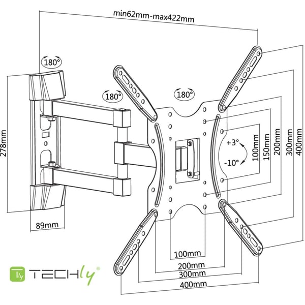 Techly ICA-PLB 136E TV-kiinnike 139,7 cm (55") Musta