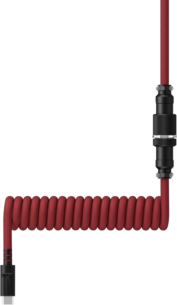 HyperX USB-C – spiralformad kabel – röd-svart