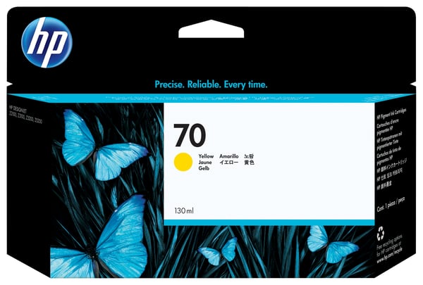 HP 70 DesignJet-blækpatron med 130 ml, gul