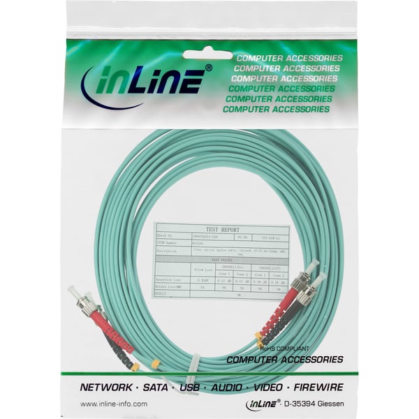 InLine 81515O InfiniBand och fiberoptisk kabel 15 m 2x ST Turkos, Aqua
