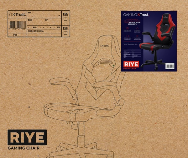 Trust GXT 703R RIYE Universal gamingstol Sort, Rød