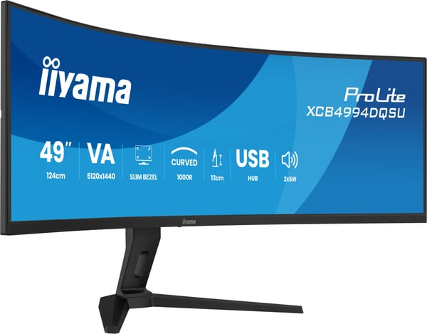 iiyama ProLite XCB4994DQSU-B1 computerskærm 124,5 cm (49") 5120 x 1440 pixel Dual QHD LCD Sort