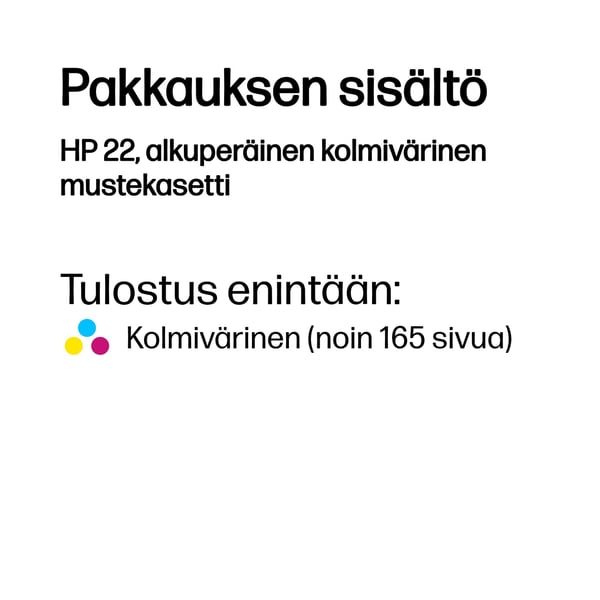 HP 22, alkuperäinen kolmivärinen mustekasetti