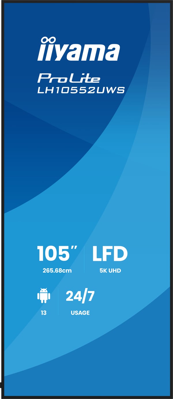 iiyama LH10552UWS-B1AG infonäyttö Kioskimalli 2,66 m (104.6") Wi-Fi 500 cd/m² UltraWide 5K HD Sisäänrakennettu prosessori Android 24/7