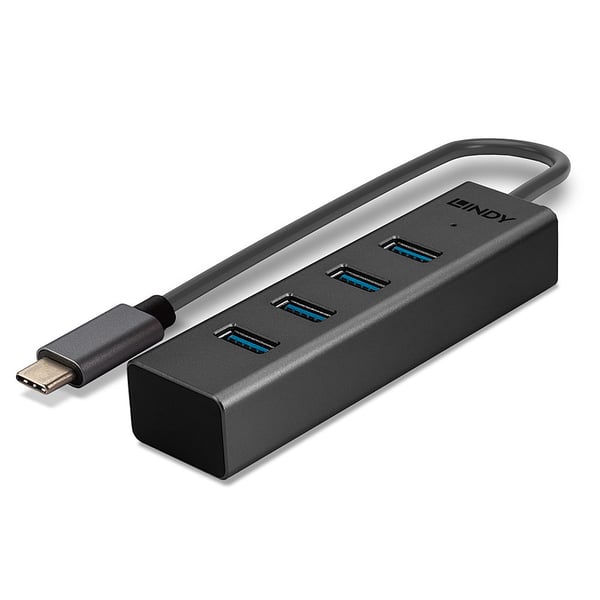 Lindy 43325 gränssnittshubbar USB 3.2 Gen 1 (3.1 Gen 1) Type-C 5000 Mbit/s Grå