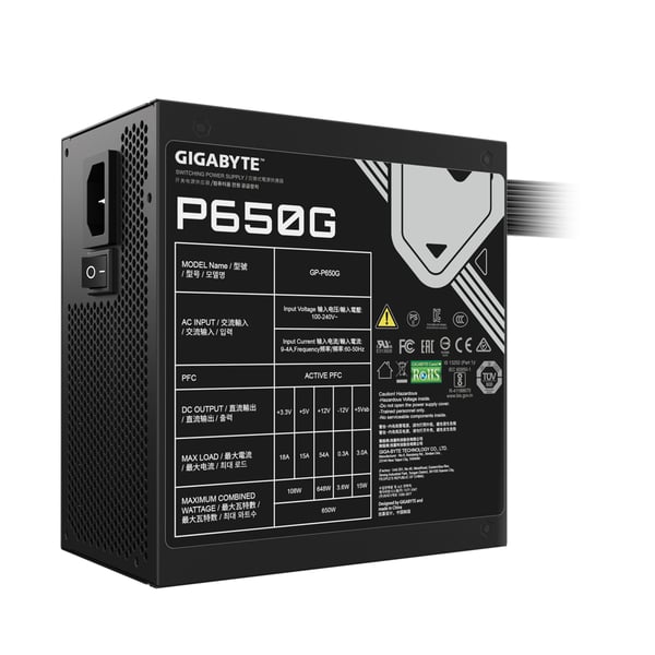 GIGABYTE GP-P650G strömförsörjningsenheter 650 W 20+4 pin ATX ATX Svart