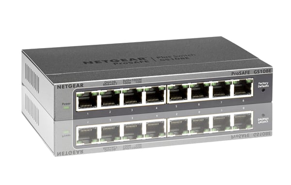 NETGEAR GS108E Hallittu Gigabit Ethernet (10/100/1000) Musta
