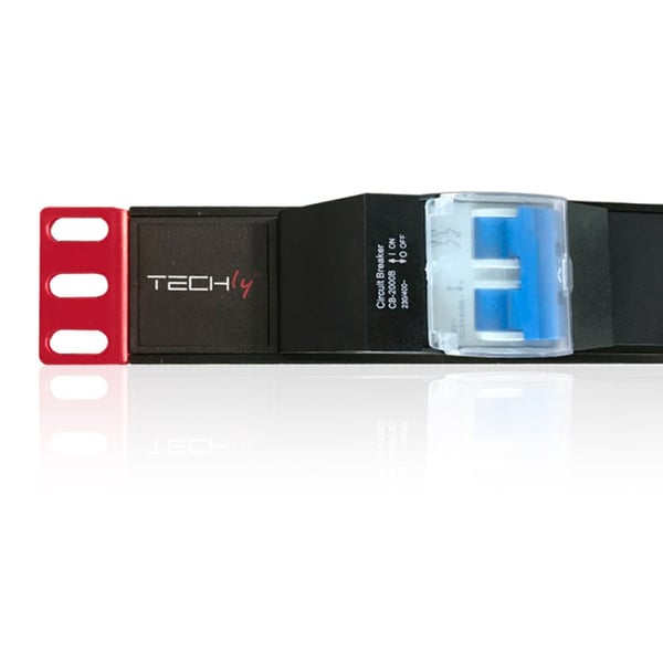 Techly I-CASE STRIP-61UD strømforsyningsenhed (PDU) 6 AC stikkontakt(er) 1U Sort, Rød