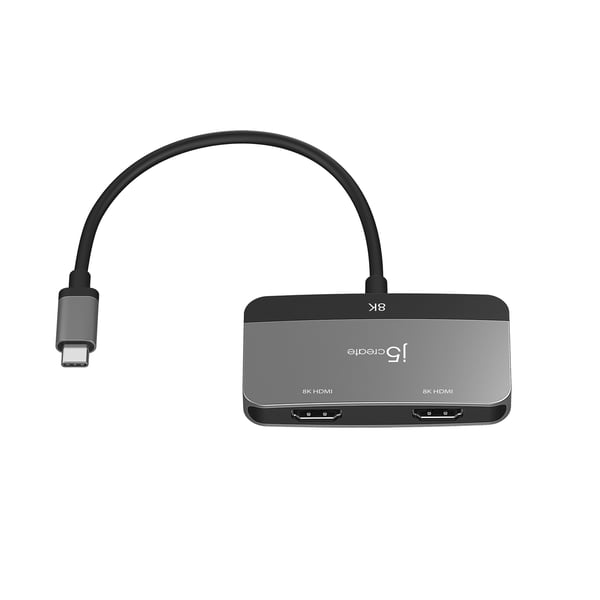 j5create JCA465-N 8K USB-C® til adapter til to HDMI™-skærme