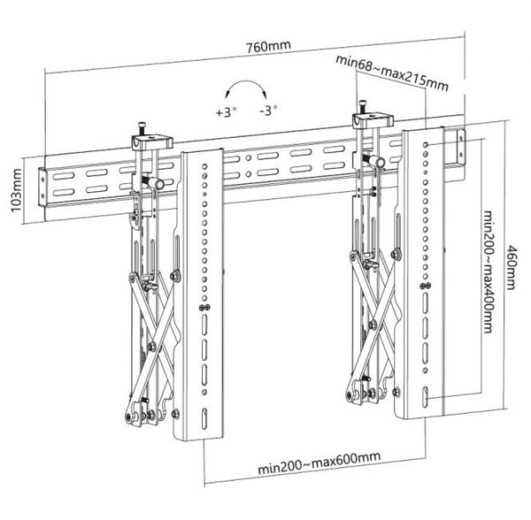 Equip 650351 fäste och ställ till bildskärm 177,8 cm (70") Vägg Svart