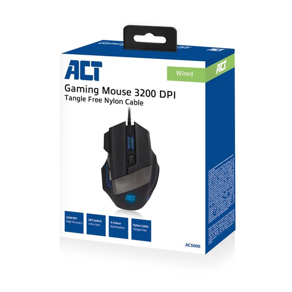 ACT AC5000 mus Spil Højre hånd USB Type-A Optisk 3200 dpi