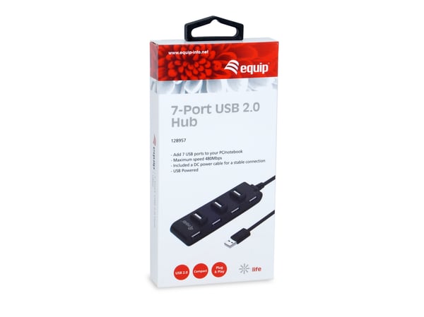 Equip 128957 gränssnittshubbar USB 2.0 480 Mbit/s Svart