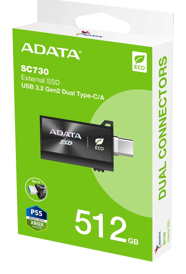 ADATA SC730 512 GB USB Type-C 3.2 Gen 2 (3.1 Gen 2) Musta