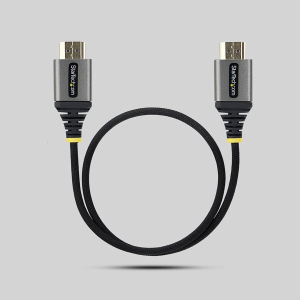 StarTech.com 50 cm högkvalitativ certifierad höghastighets-HDMI-kabel, extremt flexibel HDMI-kabel, 4K 60 Hz/1440p 144 Hz med HDR10/ARC, 18 Gbps, mycket flexibel flätad HDMI-kabel