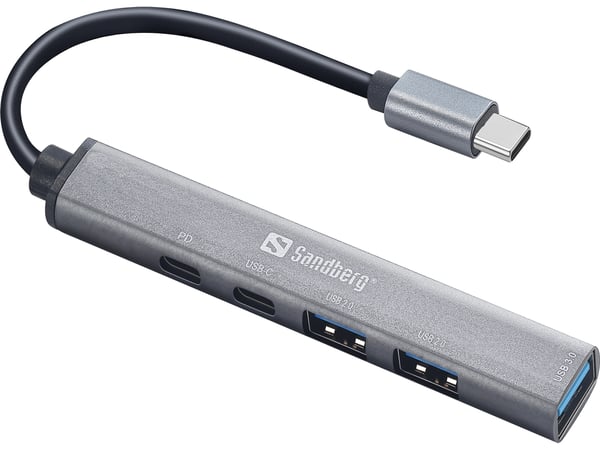 Sandberg 336-50 gränssnittshubbar USB Type-C 5000 Mbit/s Grå