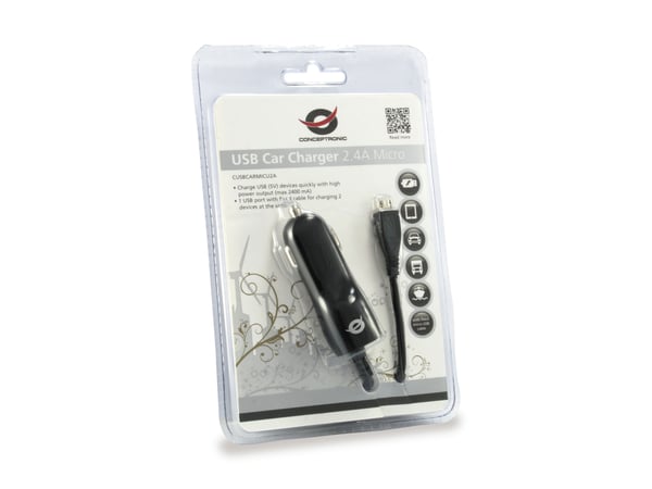 Conceptronic CUSBCARMICU2A oplader til mobil enhed Universel Sort, Hvid Cigartænder Automatisk