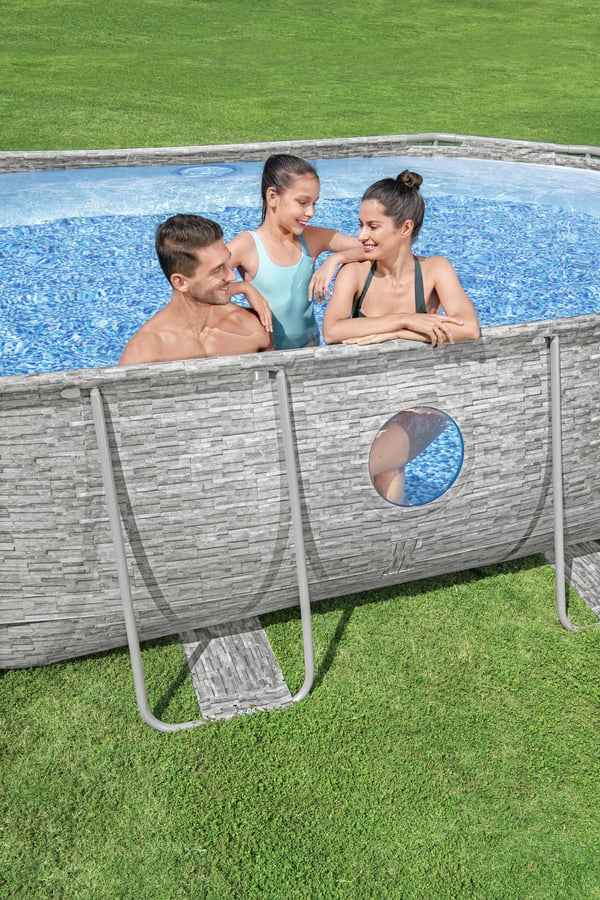 Bestway Power Steel 56946 swimmingpool til over jorden Indrammet pool Oval 10949 L Brun