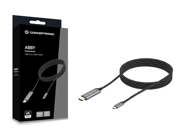 Conceptronic ABBY10G videokabeladapter 2 m USB Type-C HDMI Grå