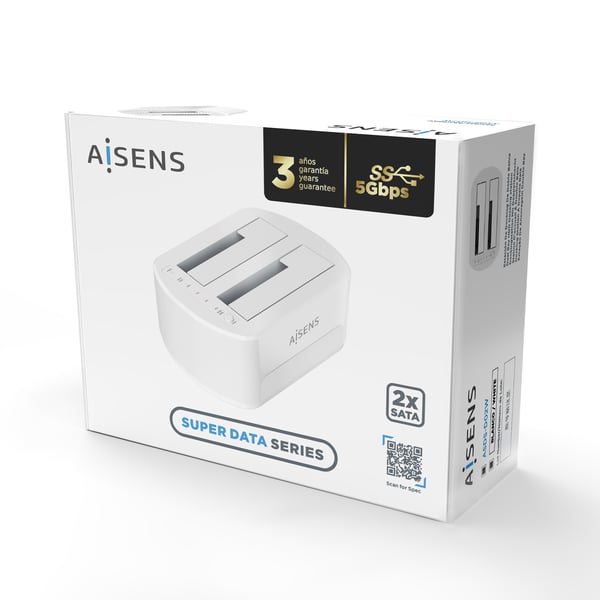 AISENS ASDS-D02W drev dockingstation USB 3.2 Gen 1 (3.1 Gen 1) Type-B Hvid