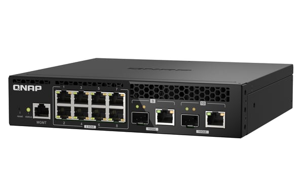 QNAP QSW-M2108R-2C verkkokytkin Hallittu L2 2.5G Ethernet (100/1000/2500) Power over Ethernet -tuki Musta