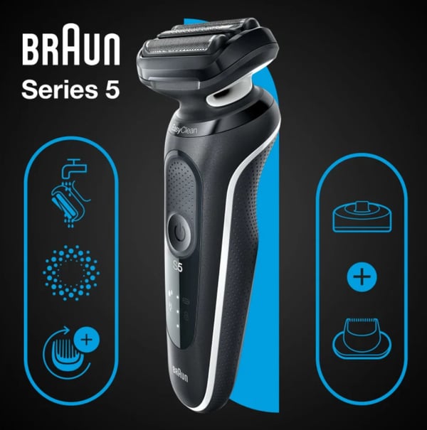 Braun Series 5 51-W4200cs Teräverkollinen parranajokone Musta, Valkoinen